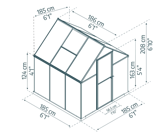 Imagine Seră din policarbonat Canopia Mythos 6x6m - Structură gri și panouri Twinwall