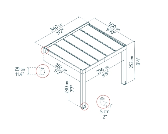 Imagine CANOPIA | Helsinki pergola terasa din lemn de cedru 3x3,4 m