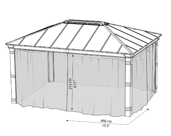 Imagine Set plasă Canopia pentru foișor de grădină Dallas 4.9X4.3m - 4 buc