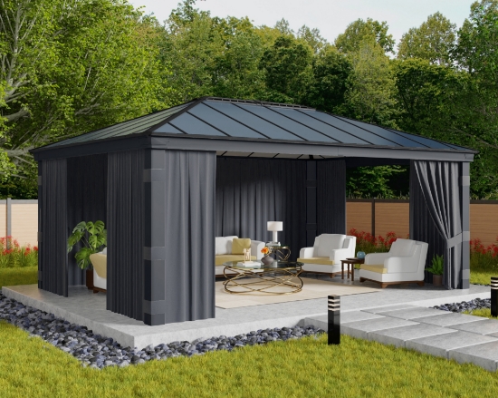 Imagine Set de perdele Canopia pentru Gazebo de grădină Dallas 4.3 X6.1 m - 4 bucăți