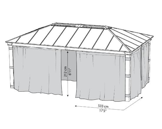 Imagine Set de perdele Canopia pentru Gazebo de grădină Dallas 4.3 X6.1 m - 4 bucăți