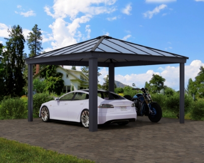 Imagine Canopia Colorado Carport auto - Gri închis / Gri opac 4.3X4.3m din Aluminiu