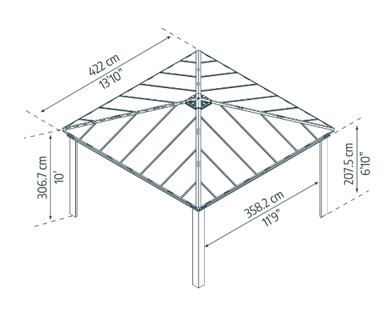 Imagine Canopia Colorado Carport auto - Gri închis / Gri opac 4.3X4.3m din Aluminiu