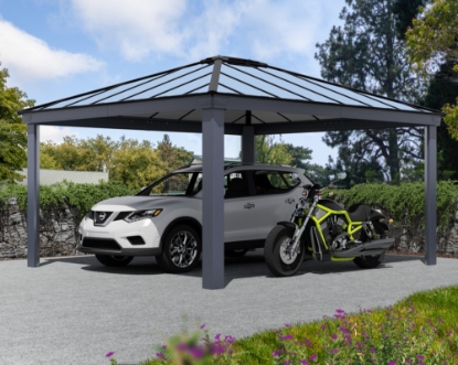 Imagine Canopia Colorado Carport auto din aluminiu - Gri închis / Gri opac 4.9X4.3m