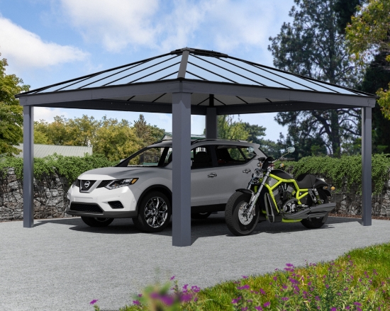 Imagine Canopia Colorado Carport auto din aluminiu - Gri închis / Gri opac 4.9X4.3m