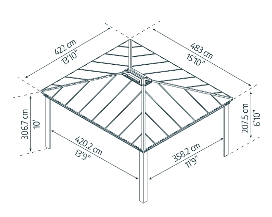Imagine Canopia Colorado Carport auto din aluminiu - Gri închis / Gri opac 4.9X4.3m