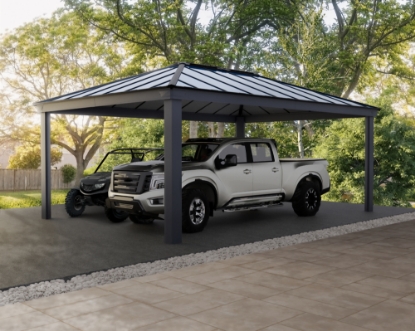 Imagine 'Canopia Colorado 6.1X4.3m Carport auto din aluminiu - Gri închis / Gri opac'