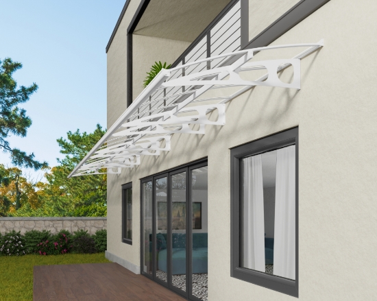 Imagine Copertina usa Canopia Bordeaux - Structură albă și panouri transparente
