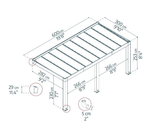 Imagine CANOPIA | Helsinki 3X6m Pregola Terasa Lemn de Cedru