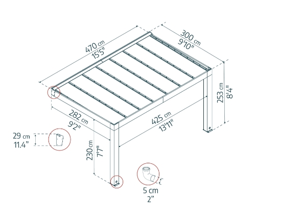 Imagine CANOPIA | Helsinki Pergola terasă 6.6X3 Hardtop Cadru din lemn de cedru