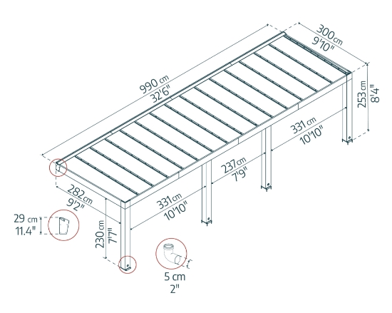 Imagine CANOPIA | Helsinki 3X10 Pergola terasă cu acoperiș dur din lemn de cedru