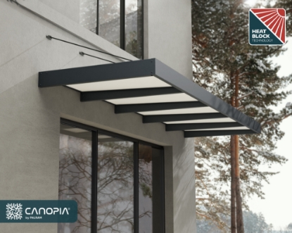 Imagine Copertina ușă Canopia Sophia XL - Structură gri & panouri opal alb, 4.7 x 0.17 m