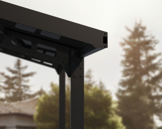 Imagine CANOPIA Sydney 6x6m Carport auto Wings - Cadru din aluminiu negru, Panouri de acoperiș din policarbonat Solar Gray