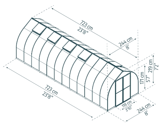 Imagine Canopia - Bella Seră Policarbonat 8 x 24 m Structură Argintie & Panouri Duble