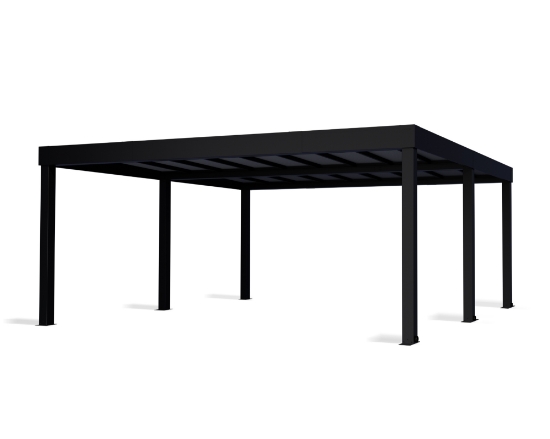 Imagine CANOPIA | OSLO 20x20 / 6x6m Dublu Carport auto - Structură din aluminiu negru / Panouri din policarbonat gri opac