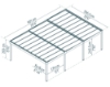 Imagine CANOPIA | OSLO 20x30 / 6x9m CARPORT AUTO DUBLU - Structură din aluminiu negru / Panouri din policarbonat opac gri