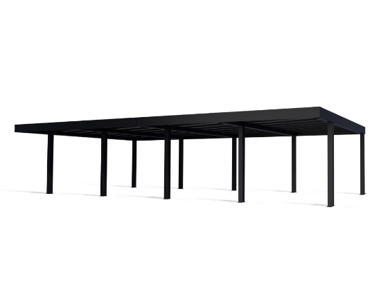Imagine CANOPIA | OSLO 6x12m CARPORT AUTO - Structură din aluminiu negru / Panouri opace din policarbonat gri